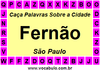 Caça Palavras Sobre a Cidade Fernão do Estado São Paulo