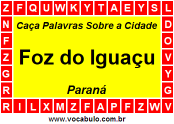 Caça Palavras Sobre a Cidade Paranaense Foz do Iguaçu