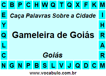 Caça Palavras Sobre a Cidade Gameleira de Goiás do Estado Goiás