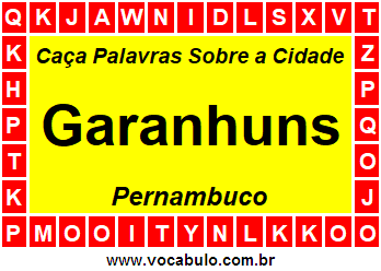 Caça Palavras Sobre a Cidade Pernambucana Garanhuns