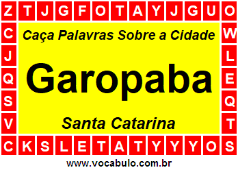 Caça Palavras Sobre a Cidade Garopaba do Estado Santa Catarina