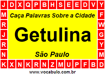 Caça Palavras Sobre a Cidade Paulista Getulina