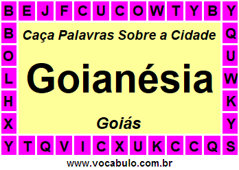 Caça Palavras Sobre a Cidade Goianésia do Estado Goiás