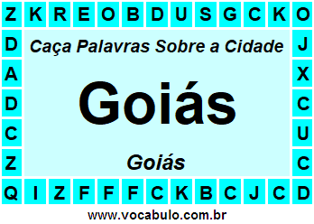 Caça Palavras Sobre a Cidade Goiás do Estado Goiás