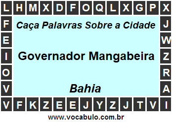 Caça Palavras Sobre a Cidade Baiana Governador Mangabeira