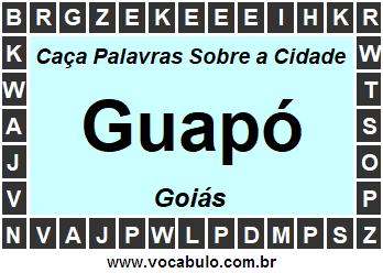 Caça Palavras Sobre a Cidade Guapó do Estado Goiás