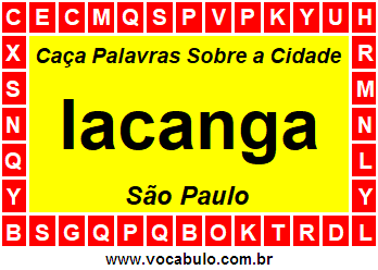 Caça Palavras Sobre a Cidade Paulista Iacanga