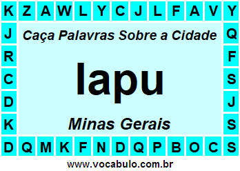 Caça Palavras Sobre a Cidade Mineira Iapu