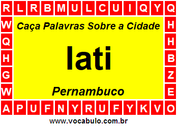 Caça Palavras Sobre a Cidade Iati do Estado Pernambuco