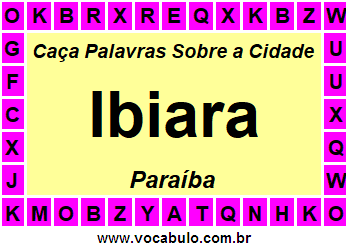 Caça Palavras Sobre a Cidade Paraibana Ibiara