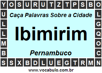 Caça Palavras Sobre a Cidade Ibimirim do Estado Pernambuco