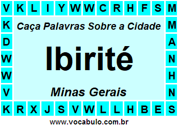 Caça Palavras Sobre a Cidade Ibirité do Estado Minas Gerais