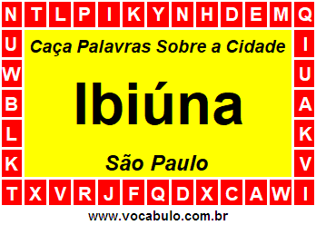 Caça Palavras Sobre a Cidade Paulista Ibiúna