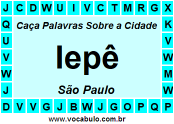 Caça Palavras Sobre a Cidade Iepê do Estado São Paulo