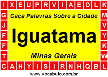 Caça Palavras Sobre a Cidade Iguatama do Estado Minas Gerais