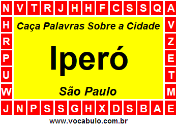 Caça Palavras Sobre a Cidade Paulista Iperó