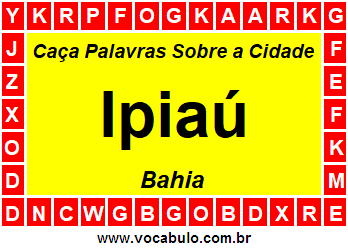 Caça Palavras Sobre a Cidade Baiana Ipiaú