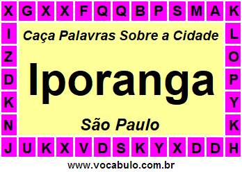 Caça Palavras Sobre a Cidade Iporanga do Estado São Paulo