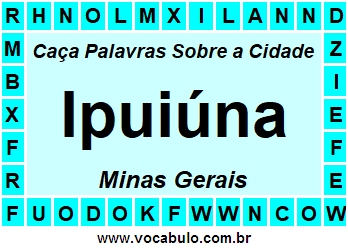 Caça Palavras Sobre a Cidade Ipuiúna do Estado Minas Gerais