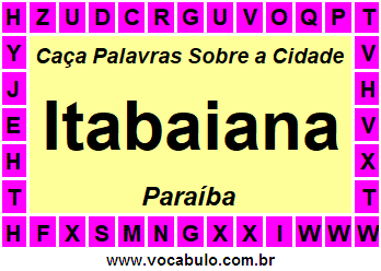 Caça Palavras Sobre a Cidade Paraibana Itabaiana