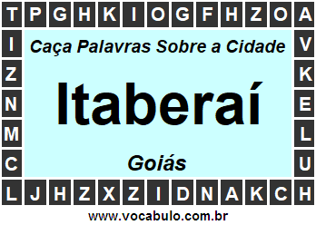Caça Palavras Sobre a Cidade Itaberaí do Estado Goiás