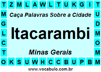 Caça Palavras Sobre a Cidade Itacarambi do Estado Minas Gerais