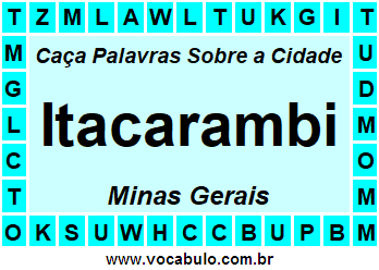 Caça Palavras Sobre a Cidade Mineira Itacarambi