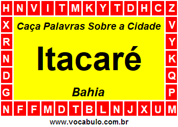 Caça Palavras Sobre a Cidade Baiana Itacaré