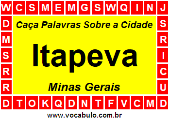 Caça Palavras Sobre a Cidade Itapeva do Estado Minas Gerais