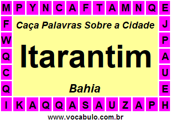 Caça Palavras Sobre a Cidade Itarantim do Estado Bahia