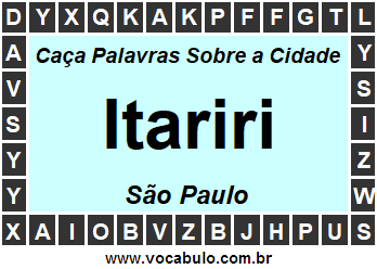 Caça Palavras Sobre a Cidade Paulista Itariri