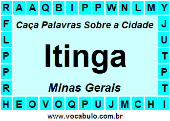 Caça Palavras Sobre a Cidade Mineira Itinga