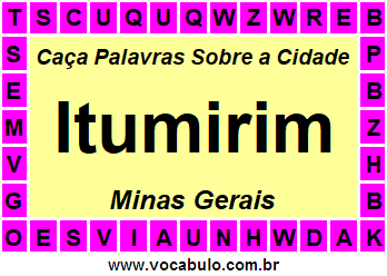 Caça Palavras Sobre a Cidade Itumirim do Estado Minas Gerais