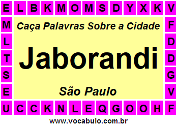 Caça Palavras Sobre a Cidade Paulista Jaborandi