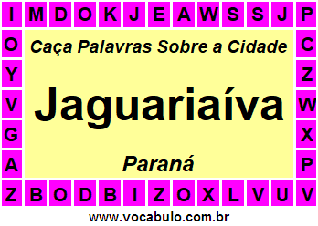 Caça Palavras Sobre a Cidade Paranaense Jaguariaíva