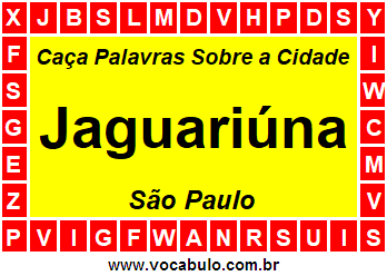 Caça Palavras Sobre a Cidade Paulista Jaguariúna