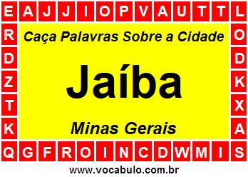 Caça Palavras Sobre a Cidade Mineira Jaíba