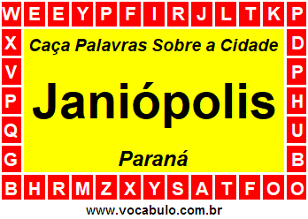 Caça Palavras Sobre a Cidade Paranaense Janiópolis