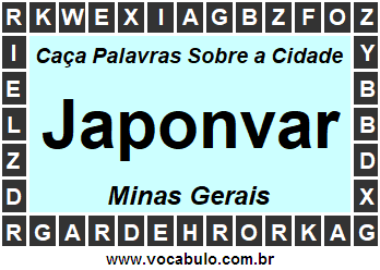 Caça Palavras Sobre a Cidade Mineira Japonvar