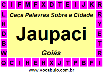 Caça Palavras Sobre a Cidade Jaupaci do Estado Goiás