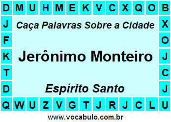 Caça Palavras Sobre a Cidade Jerônimo Monteiro do Estado Espírito Santo