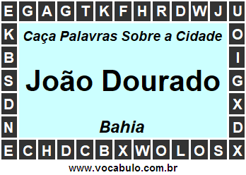 Caça Palavras Sobre a Cidade Baiana João Dourado