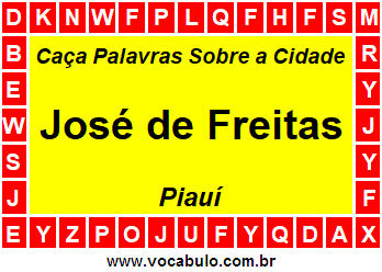 Caça Palavras Sobre a Cidade José de Freitas do Estado Piauí