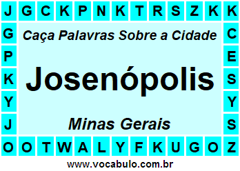 Caça Palavras Sobre a Cidade Mineira Josenópolis