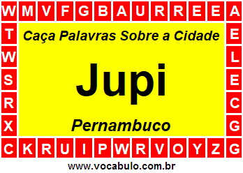 Caça Palavras Sobre a Cidade Jupi do Estado Pernambuco