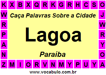 Caça Palavras Sobre a Cidade Lagoa do Estado Paraíba