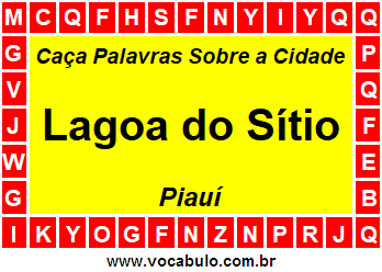 Caça Palavras Sobre a Cidade Piauiense Lagoa do Sítio