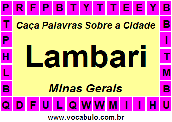 Caça Palavras Sobre a Cidade Lambari do Estado Minas Gerais