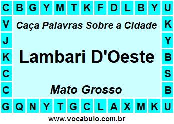 Caça Palavras Sobre a Cidade Mato-Grossense Lambari D'Oeste