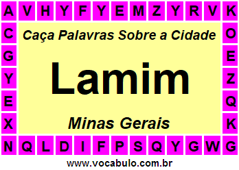 Caça Palavras Sobre a Cidade Mineira Lamim